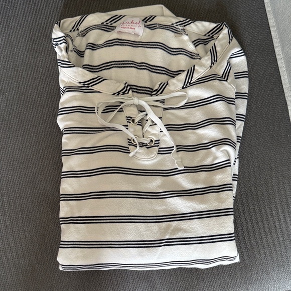 Isabel maternity Black and White Striped Hoodie- med - Picture 1 of 3